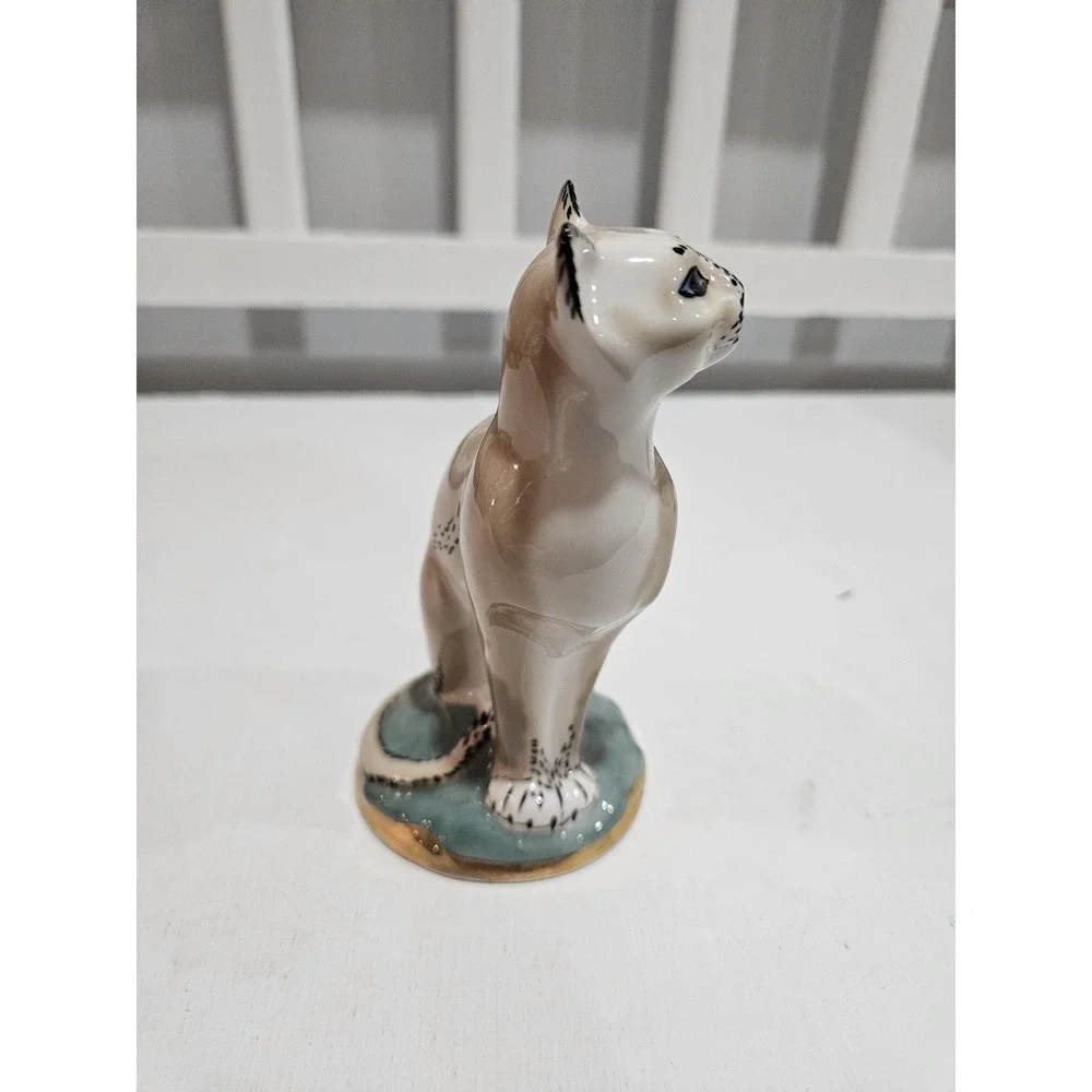 Vintage RARE Russian Fenix Kislovodsk Gorgeous Big Cat Porcelain Figurine 5